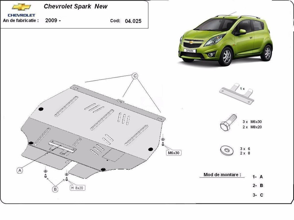 Cubre cárter metálico Chevrolet Spark (2009-2022) a medida