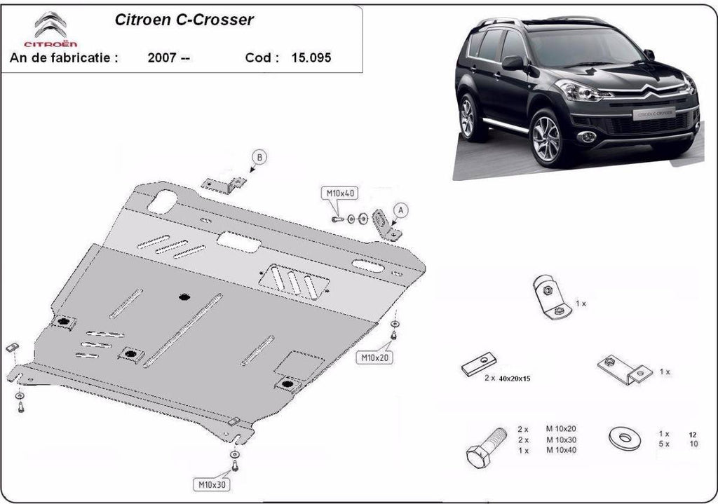 Cubre cárter metálico Citroën C - Crosser (2007-2012) a medida