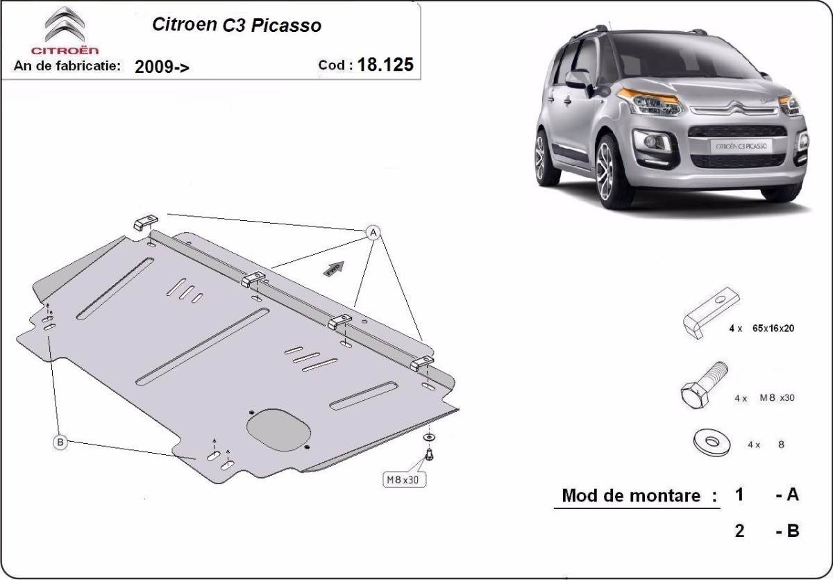 Cubre cárter metálico Citroën C3 Picasso (2009-2020) a medida