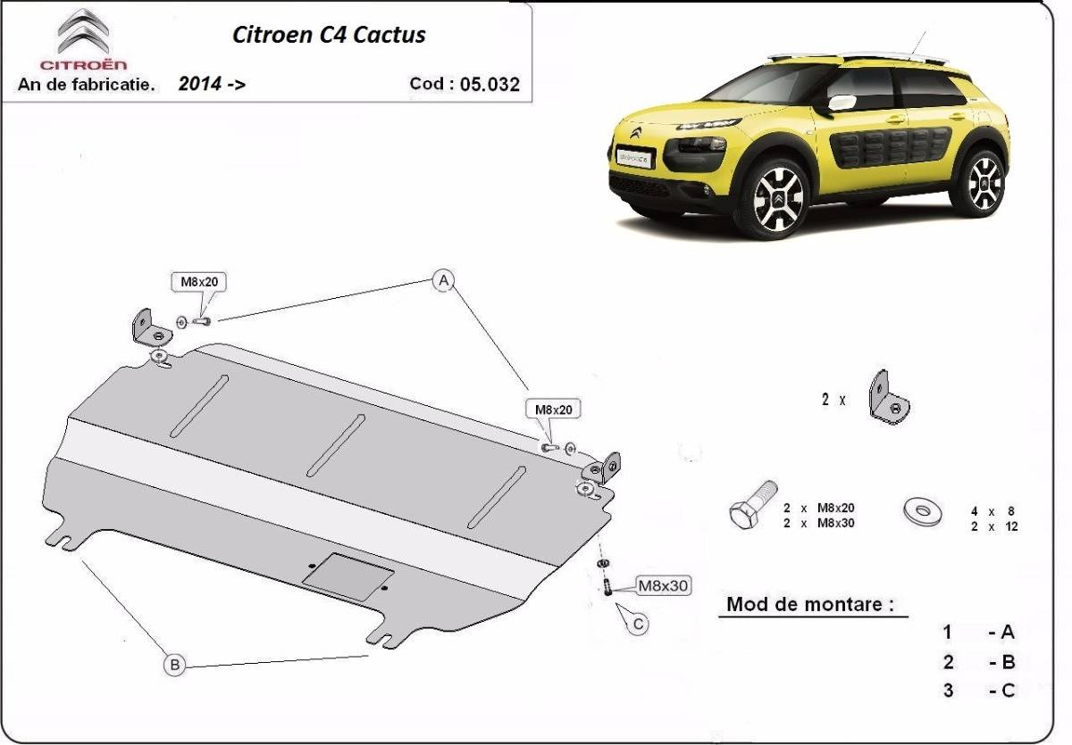 Cubre cárter metálico Citroën C4 Cactus (2014-2022) a medida