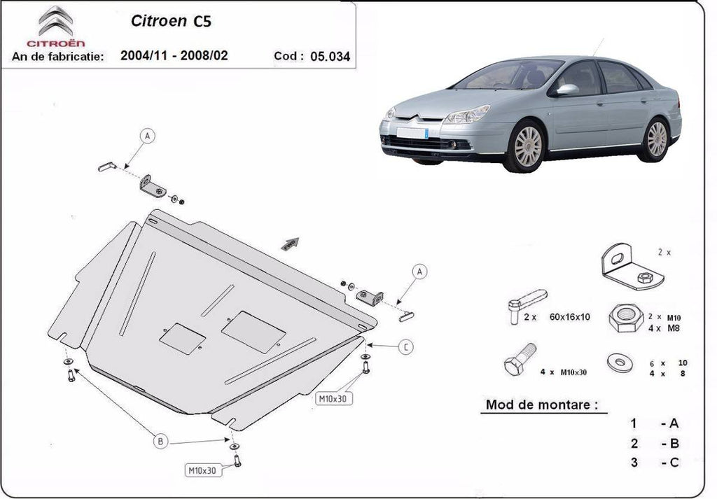 Cubre cárter metálico Citroën C5 (2004-2007) a medida