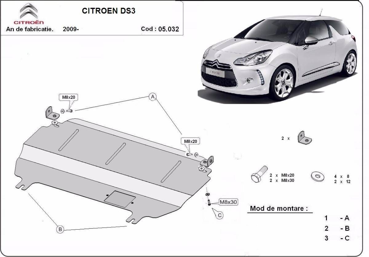 Cubre cárter metálico Citroën DS3 (2009-actualidad) a medida