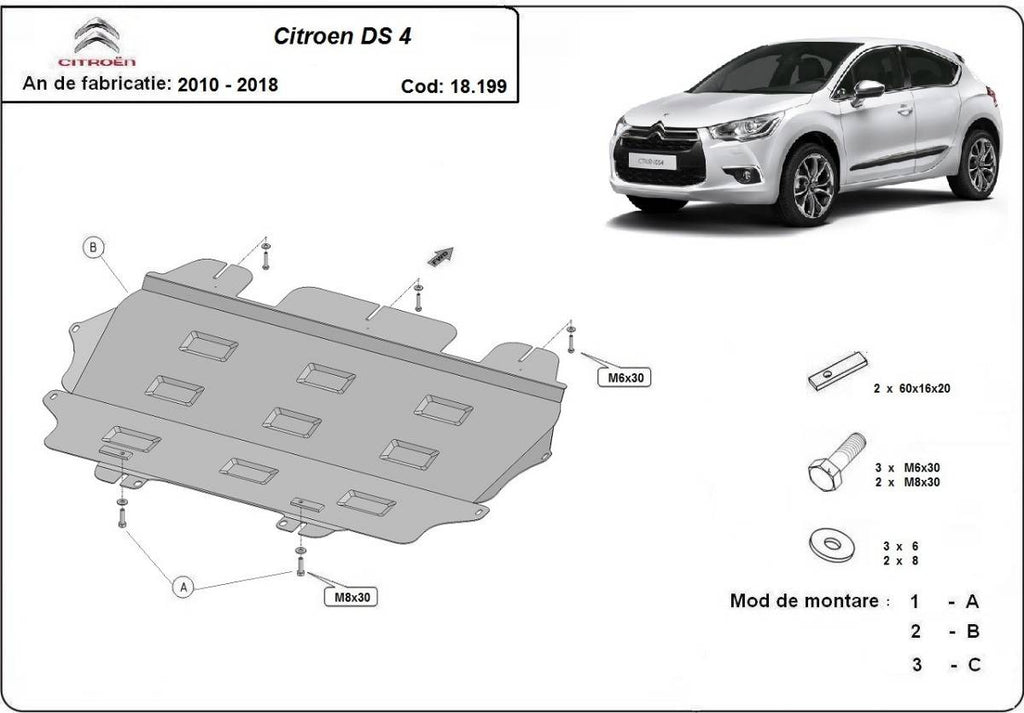 Cubre cárter metálico Citroën DS4 (2010-2018) a medida