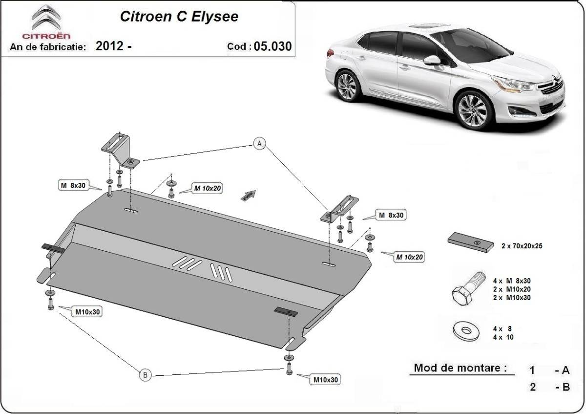 Cubre cárter metálico Citroën C-Elysee (2012-actualidad) a medida