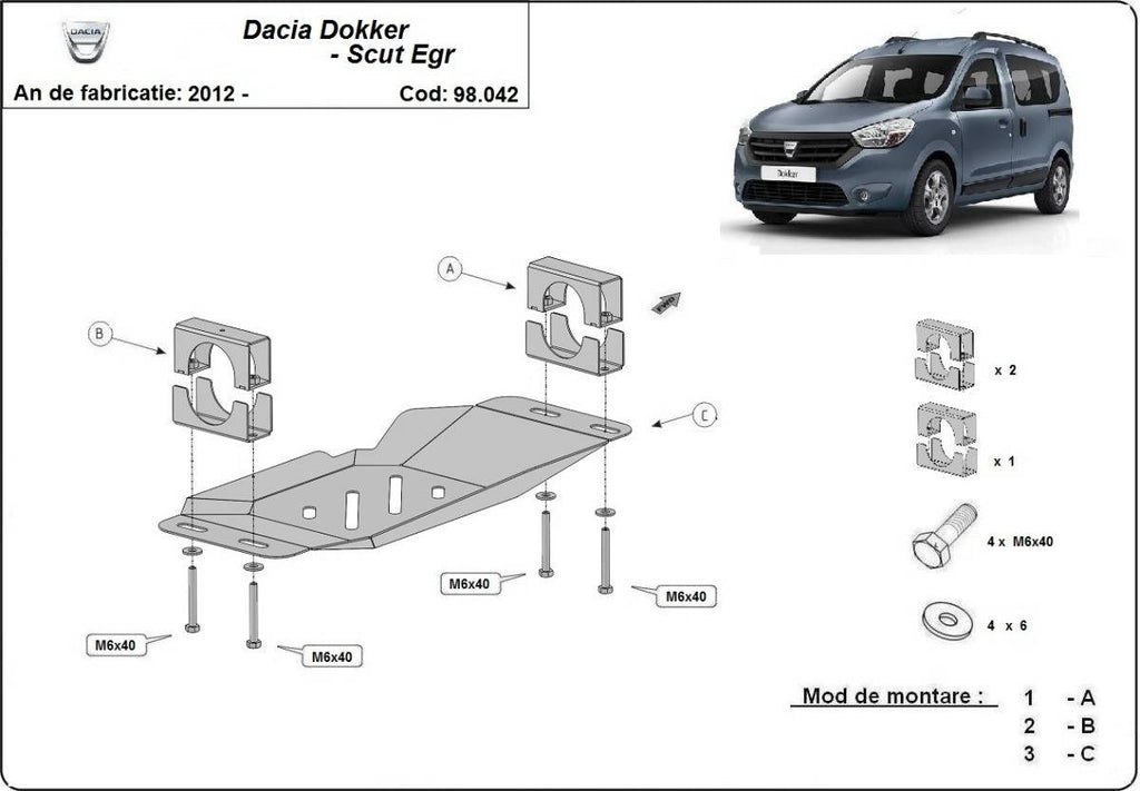 Cubre Metálico Para el Sistema Stop & Go, EGR Dacia Dokker (2012-actualidad)