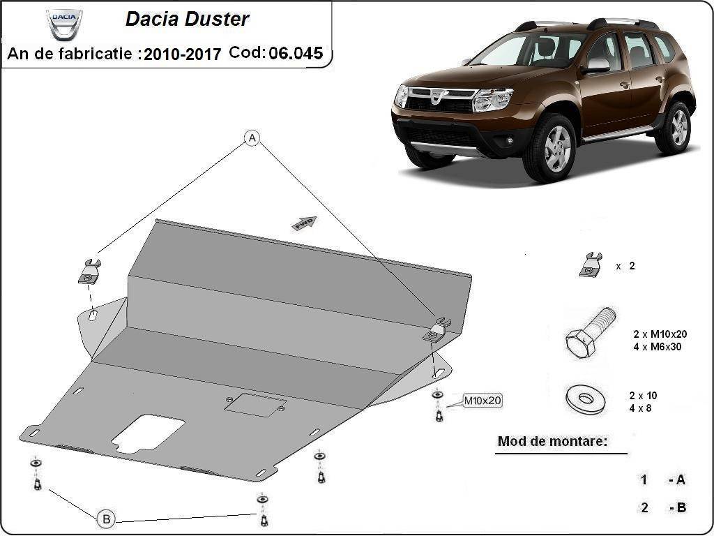 Cubre cárter metálico Dacia Duster - 2,5 mm (2010-2017) a medida
