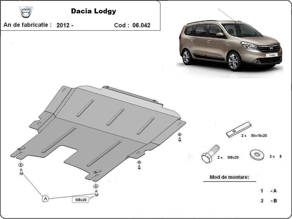 Cubre cárter metálico Dacia Lodgy (2012-2022) a medida