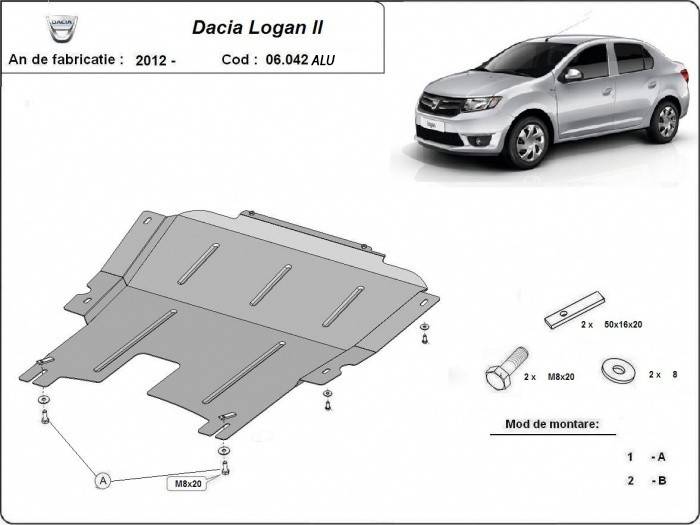 Cubre cárter Aluminio Dacia Logan 2 "06.042ALU" (2012-2020) a medida