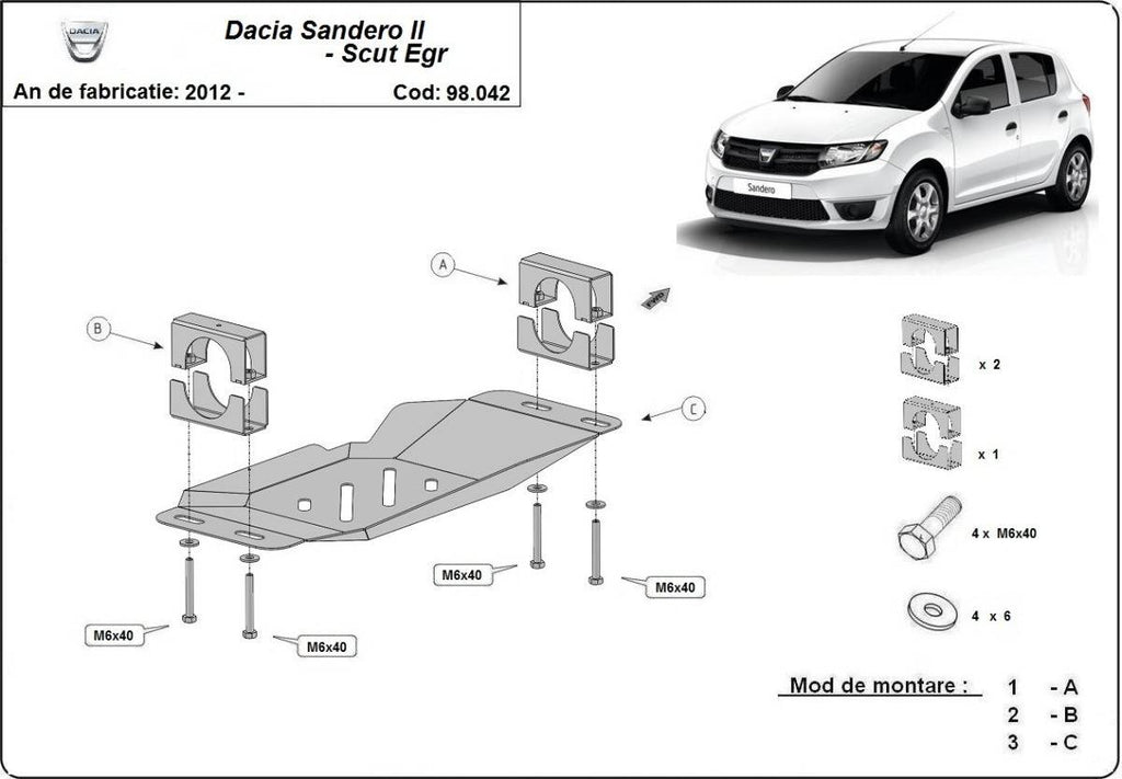 Cubre Metálico Para el Sistema Stop & Go, EGR Dacia Sandero 2 (2012-2020)