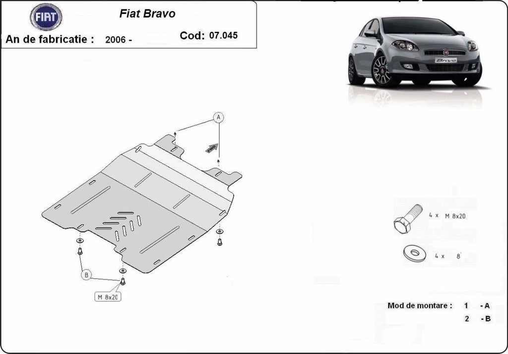 Cubre cárter metálico Fiat Bravo (2007-2014) a medida