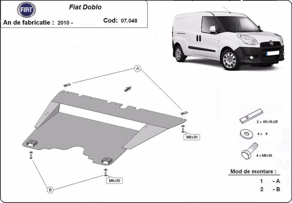 Cubre cárter metálico Fiat Doblo (2010-2022) a medida