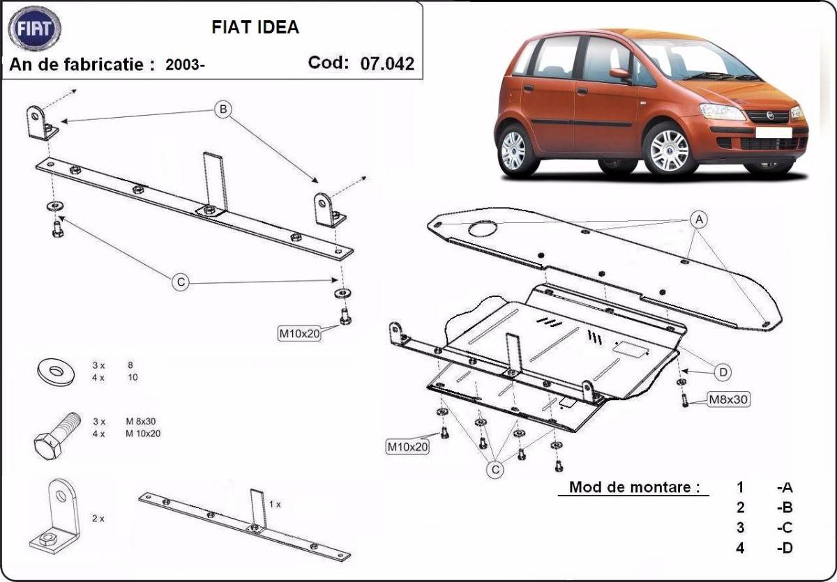 Cubre cárter metálico Fiat Idea (2003-2012) a medida