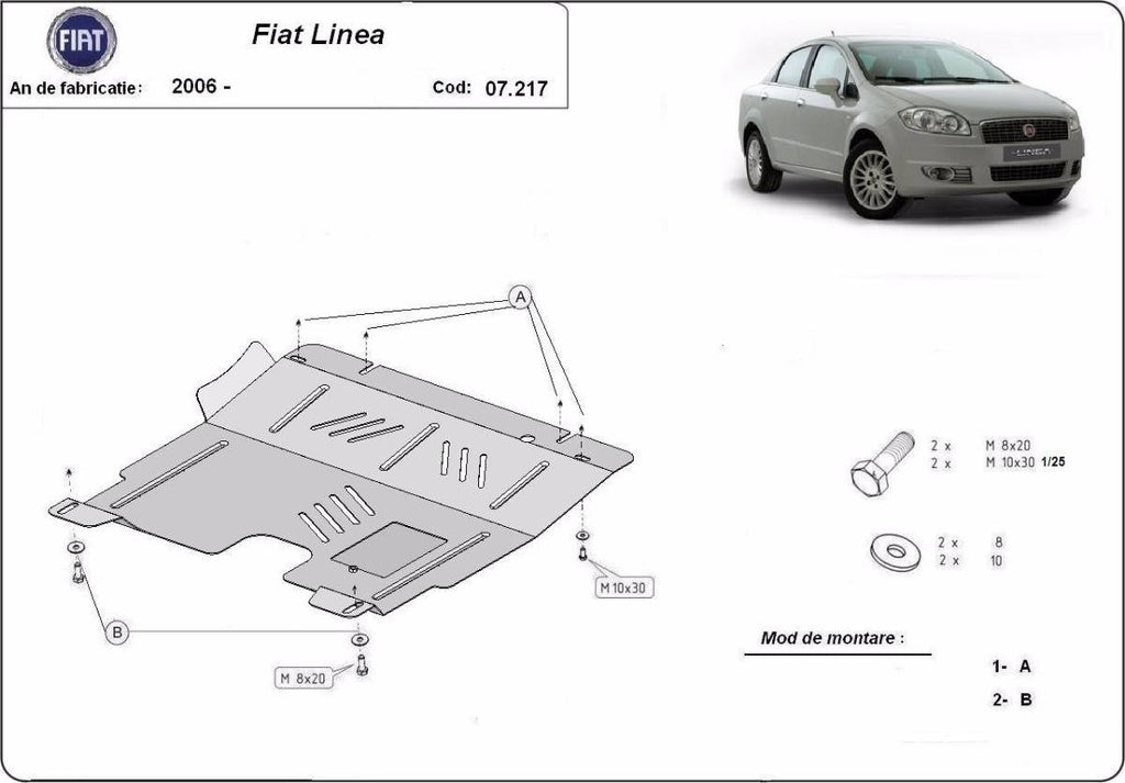 Cubre cárter metálico Fiat Linea (2007-2018) a medida