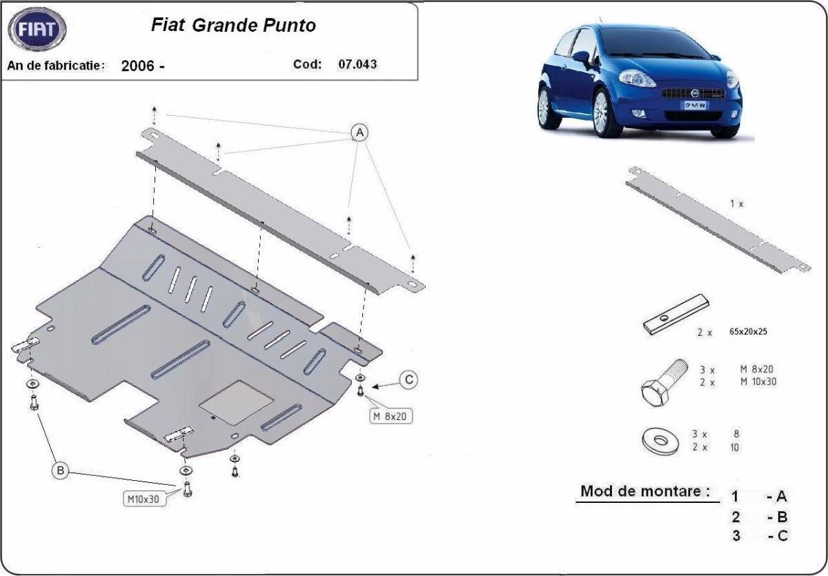 Cubre cárter metálico Fiat Grande Punto (2006-2018) a medida