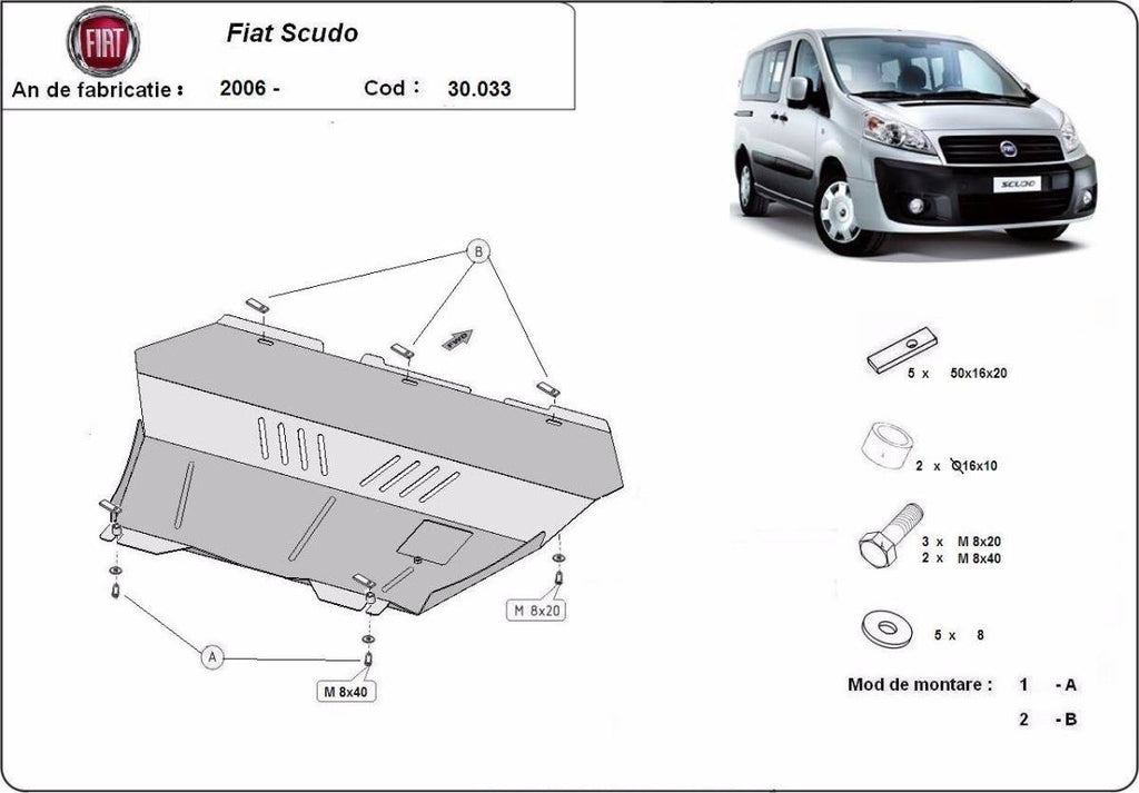 Cubre cárter metálico Fiat Scudo (2006-2016) a medida