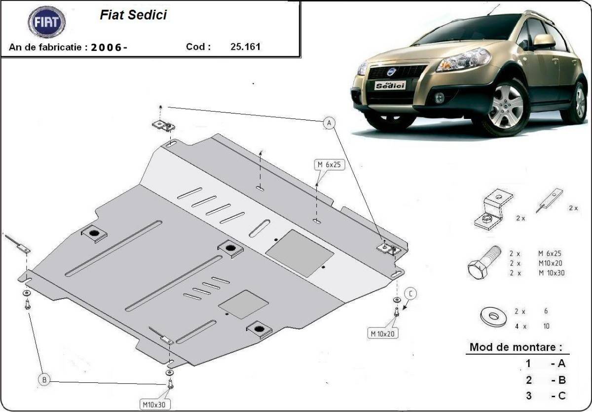 Cubre cárter metálico Fiat Sedici (2006-2022) a medida