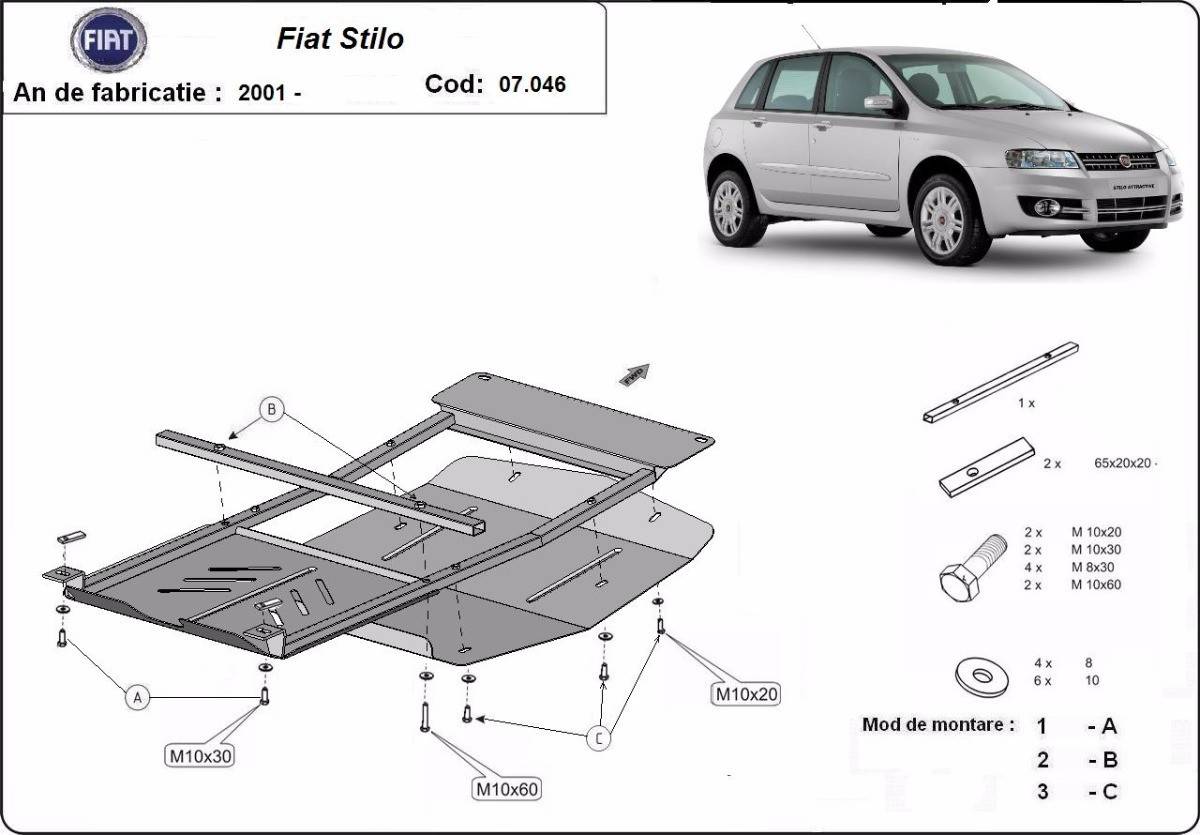 Cubre cárter metálico Fiat Stilo (2001-2010) a medida