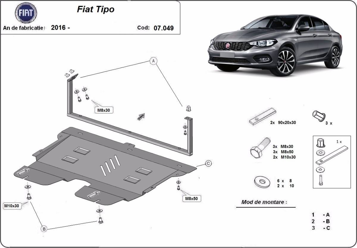 Cubre cárter metálico Fiat Tipo (2016-actualidad) a medida