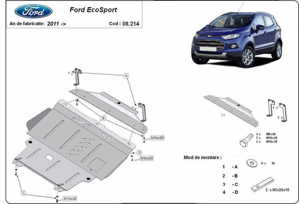 Cubre cárter metálico Ford Ecosport (2011-2017) a medida