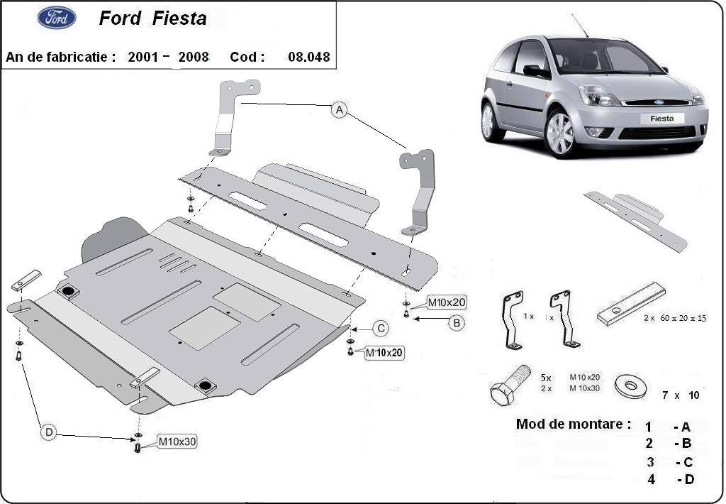 Cubre cárter metálico Ford Fiesta (2001-2008) a medida