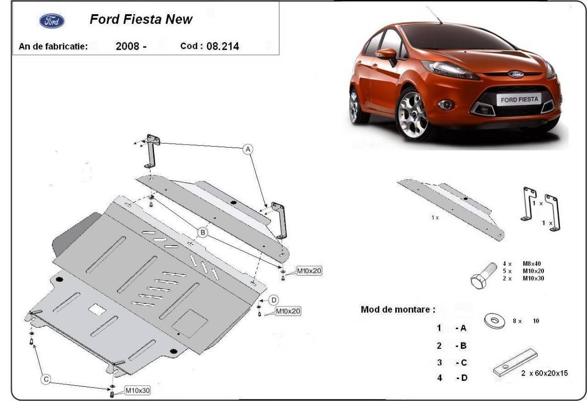 Cubre cárter metálico Ford Fiesta (2008-2016) a medida