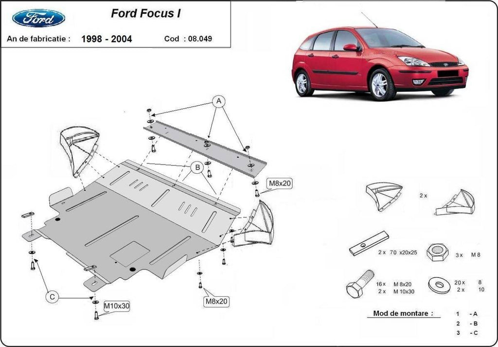 Cubre cárter metálico Ford Focus 1 (1998-2004) a medida