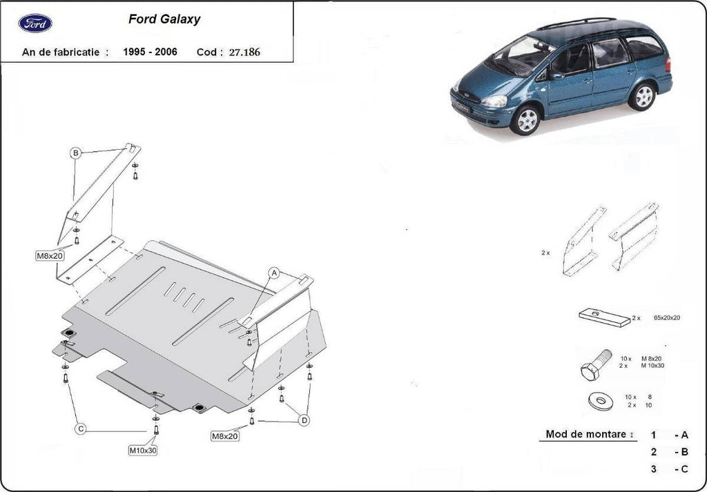Cubre cárter metálico Ford Galaxy 1 (1995-2006) a medida