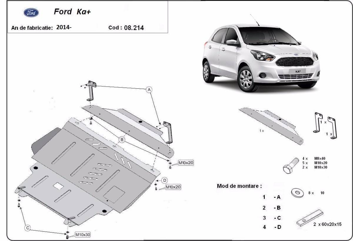 Cubre cárter metálico Ford KA+ (2014-actualidad) a medida