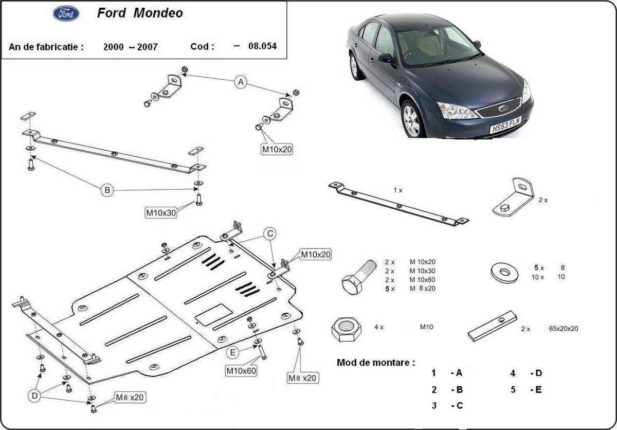 Cubre cárter metálico Ford Mondeo 3 (2000-2007) a medida