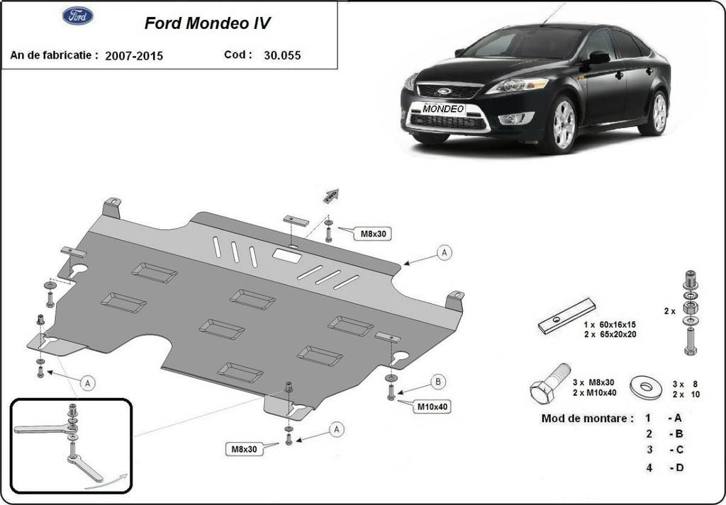 Cubre cárter metálico Ford Mondeo 4 (2007-2015) a medida