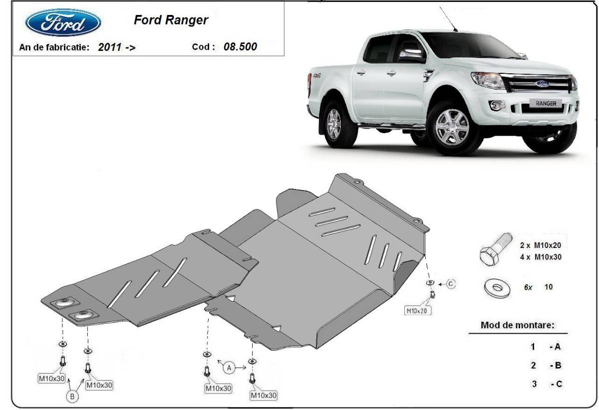 Cubre cárter metálico Ford Ranger (2011-actualidad) a medida
