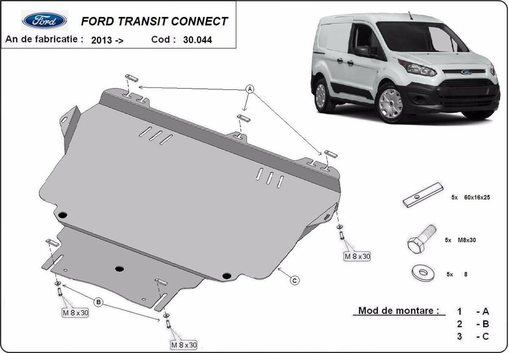 Cubre cárter metálico Ford Transit Connect (2013-actualidad) a medida