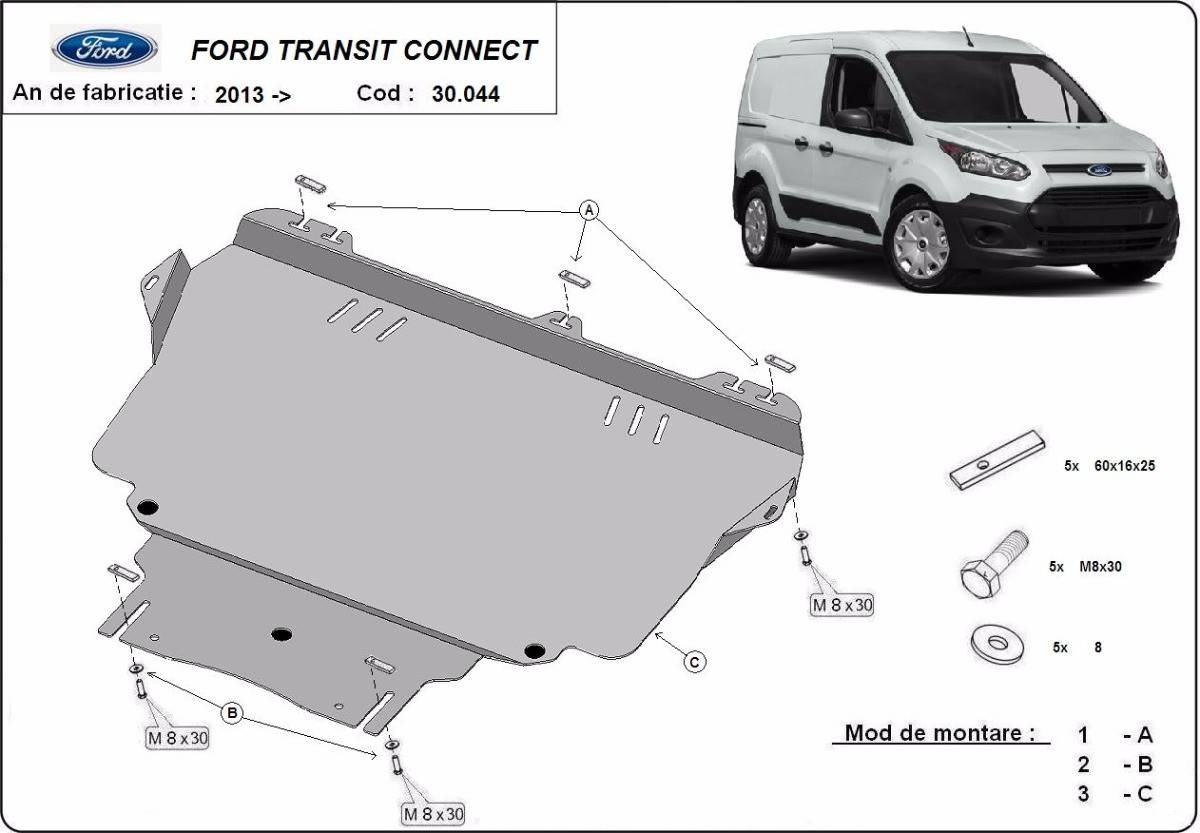 Cubre cárter metálico Ford Transit Connect (2013-actualidad) a medida
