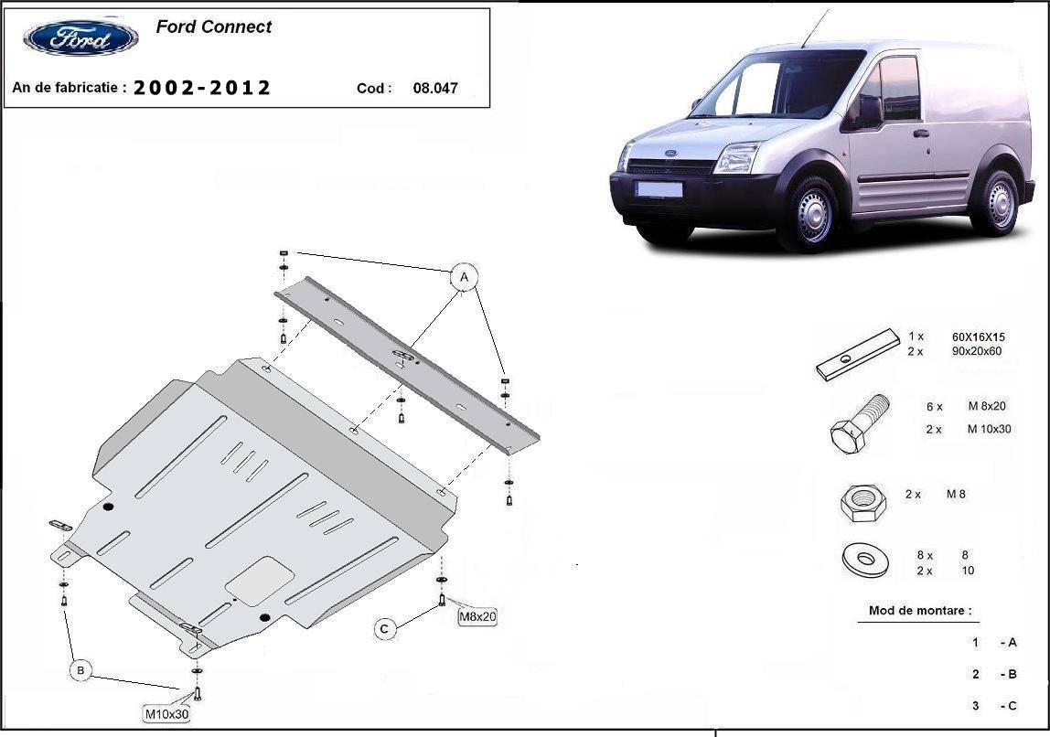 Cubre cárter metálico Ford Transit Connect (2002-2012) a medida