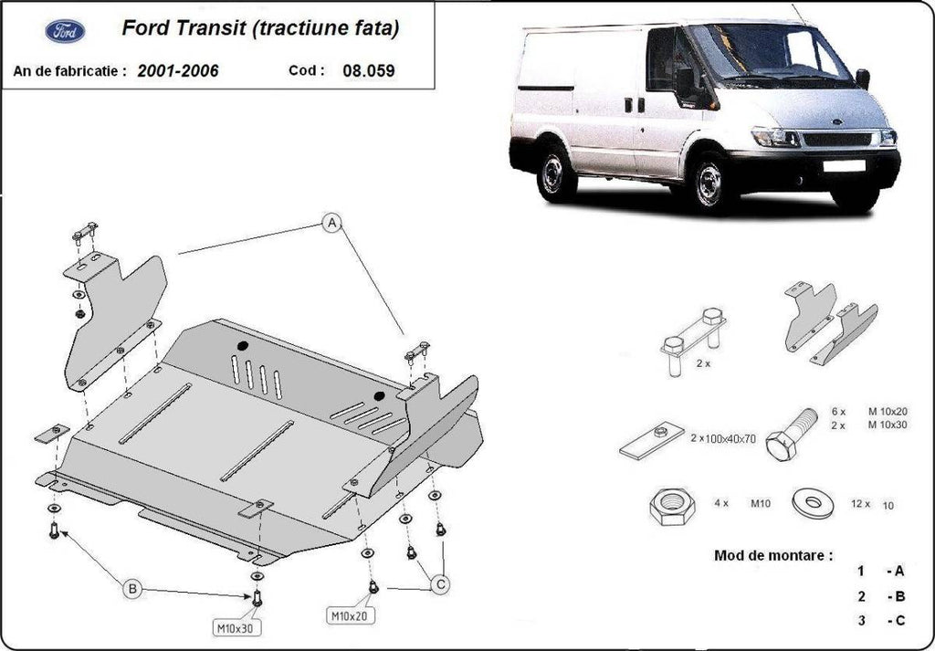 Cubre cárter metálico Ford Transit - FWD (2001-2006) a medida