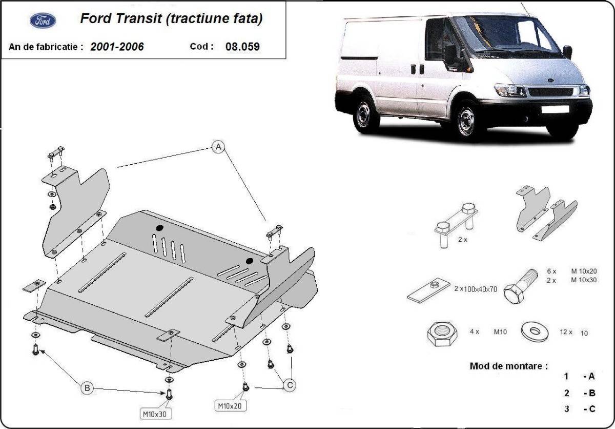 Cubre cárter metálico Ford Transit - FWD (2001-2006) a medida