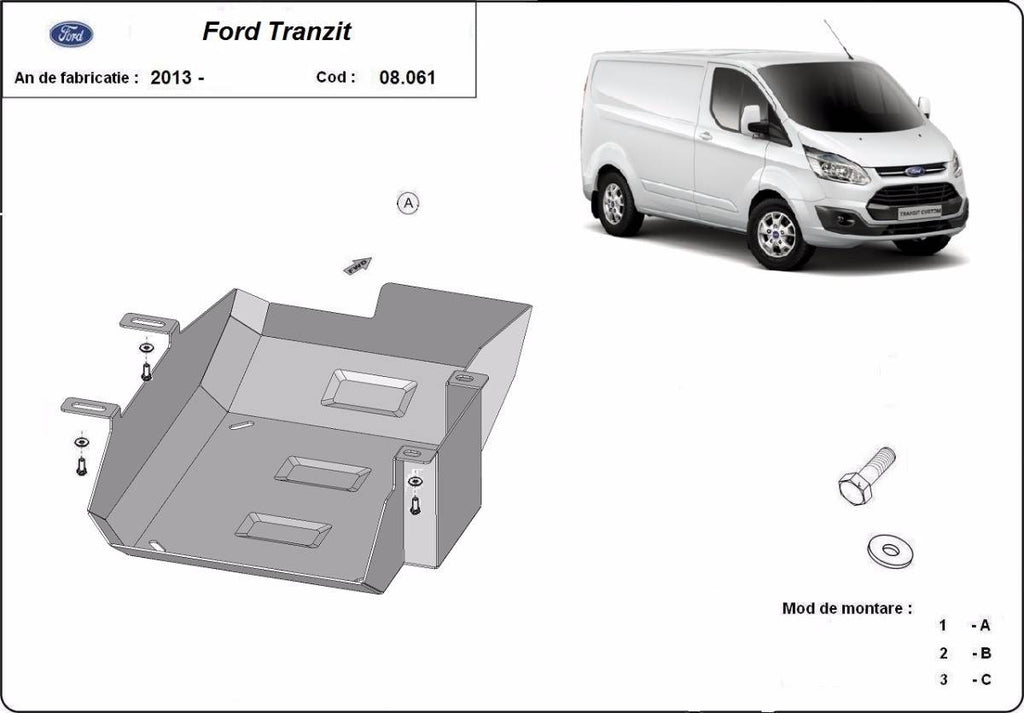 Protección del Depósito de Adblue Ford Transit Custom "08.061-BLU" (2013-2019)