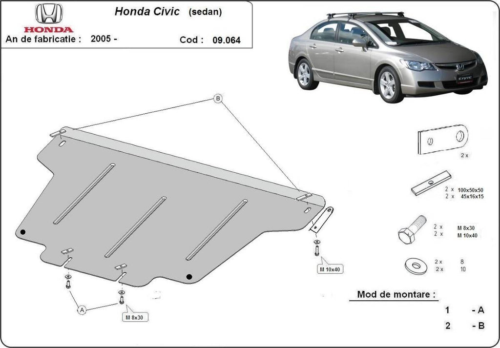 Cubre cárter metálico Honda Civic (Berlin) (2005-2015) a medida