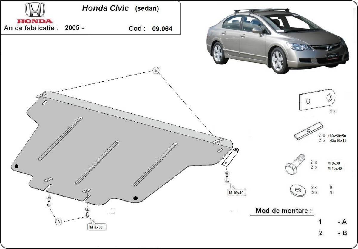Cubre cárter metálico Honda Civic (Berlin) (2005-2015) a medida
