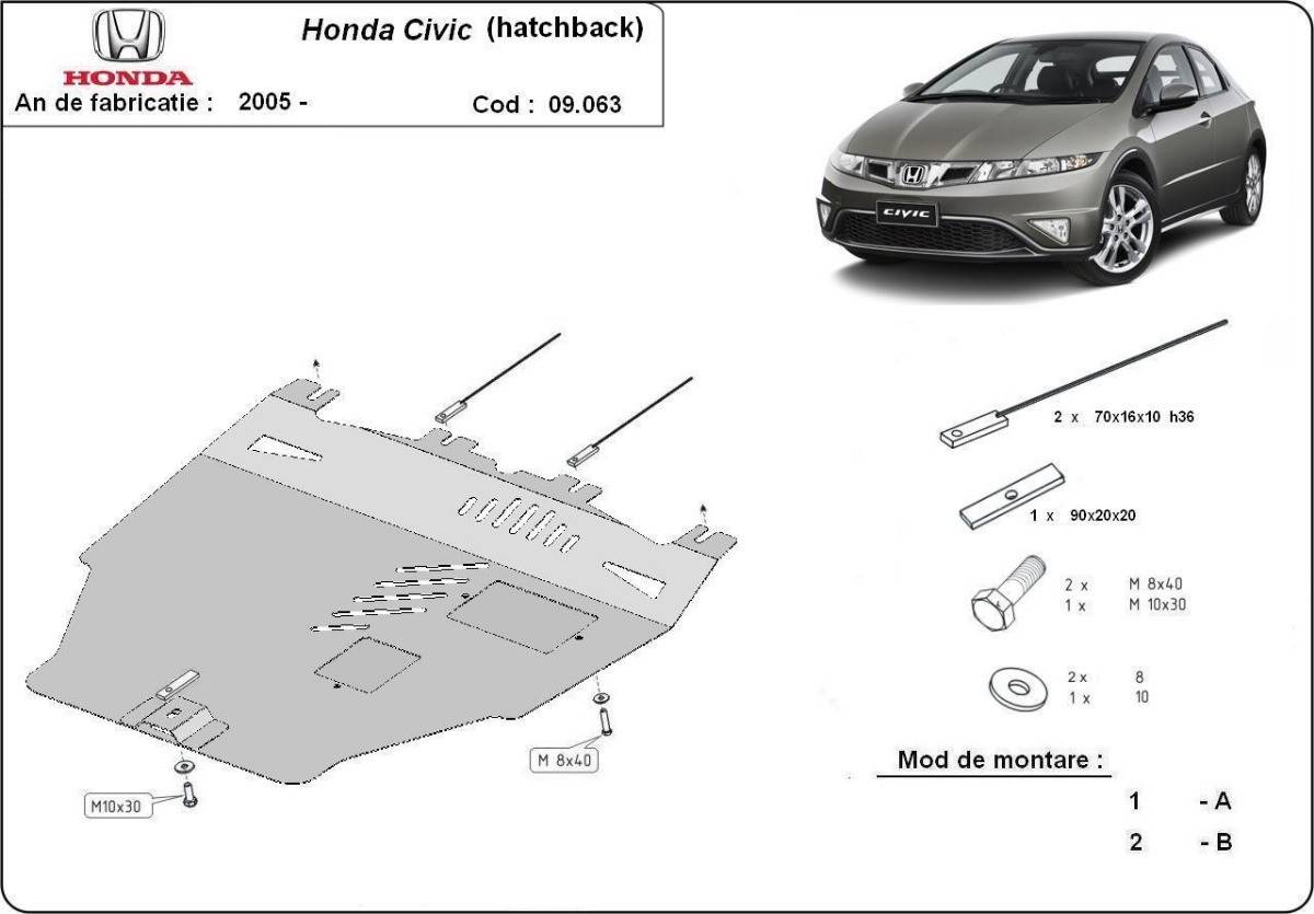 Cubre cárter metálico Honda Civic (Hayon) (2005-2015) a medida