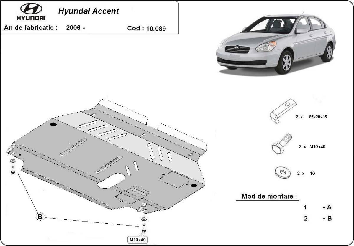 Cubre cárter metálico Hyundai Accent (2005-2010) a medida