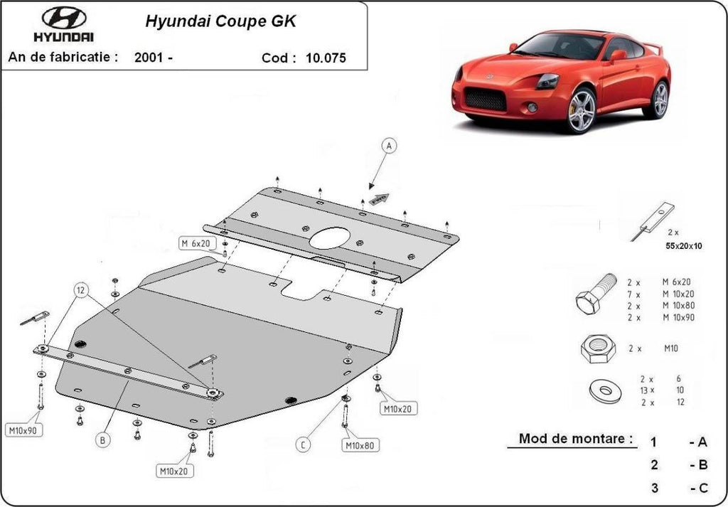 Cubre cárter metálico Hyundai Coupé Gk (2001-2010) a medida