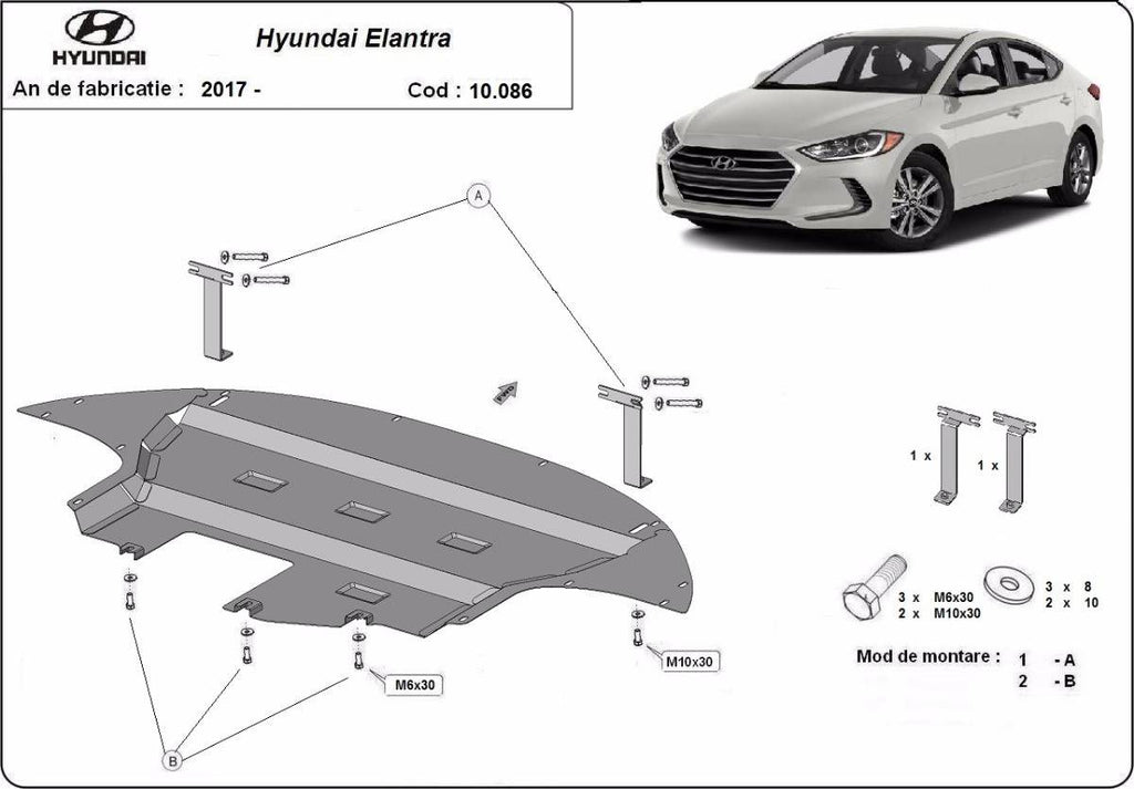 Cubre cárter metálico Hyundai Elantra (2016-2020) a medida