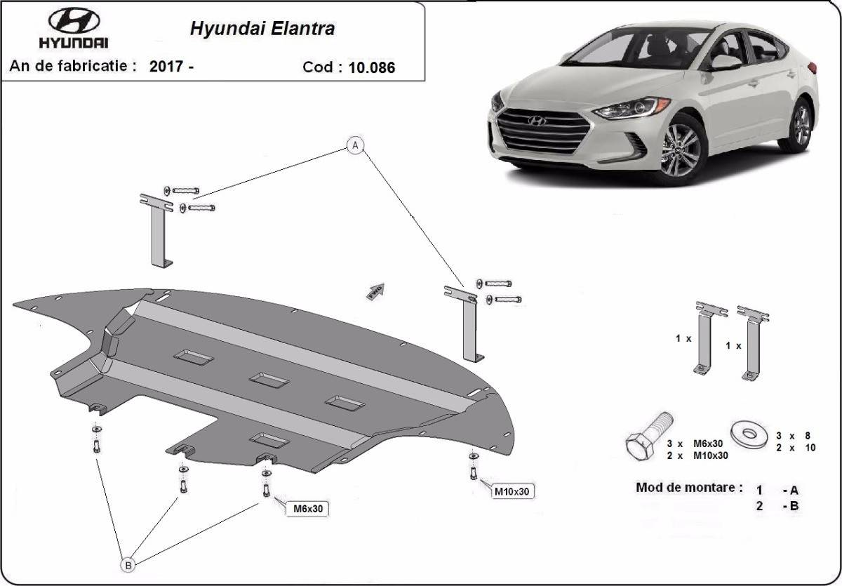 Cubre cárter metálico Hyundai Elantra (2016-2020) a medida