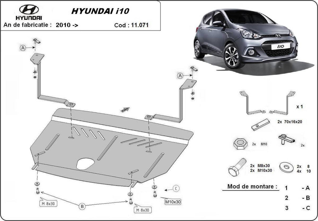 Cubre cárter metálico Hyundai i10 (2012-2017) a medida