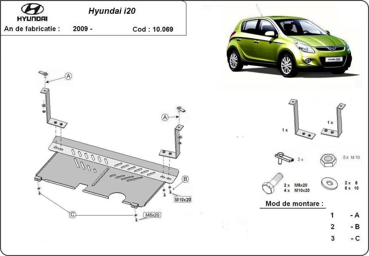 Cubre cárter metálico Hyundai I 20 (2009-2014) a medida