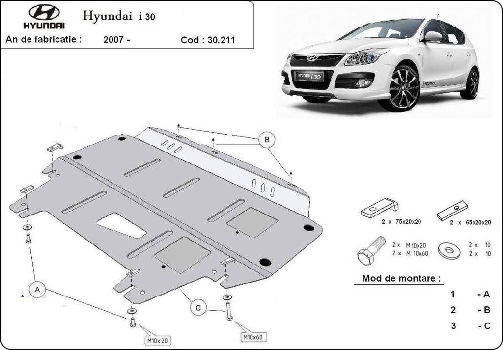 Cubre cárter metálico Hyundai I30 (2007-2011) a medida