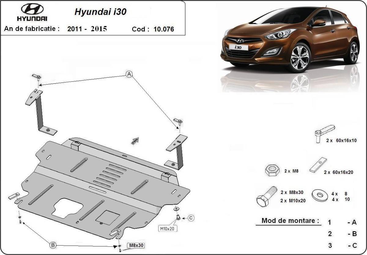 Cubre cárter metálico Hyundai i30 (2011-2014) a medida