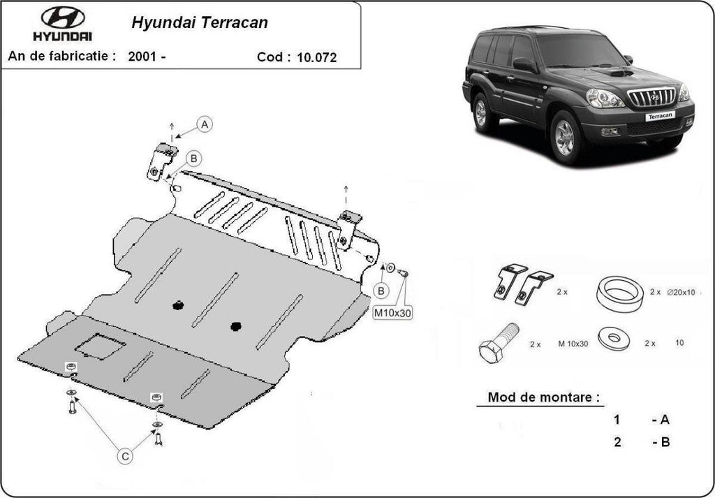 Cubre cárter metálico Hyundai Terracan (2001-2007) a medida