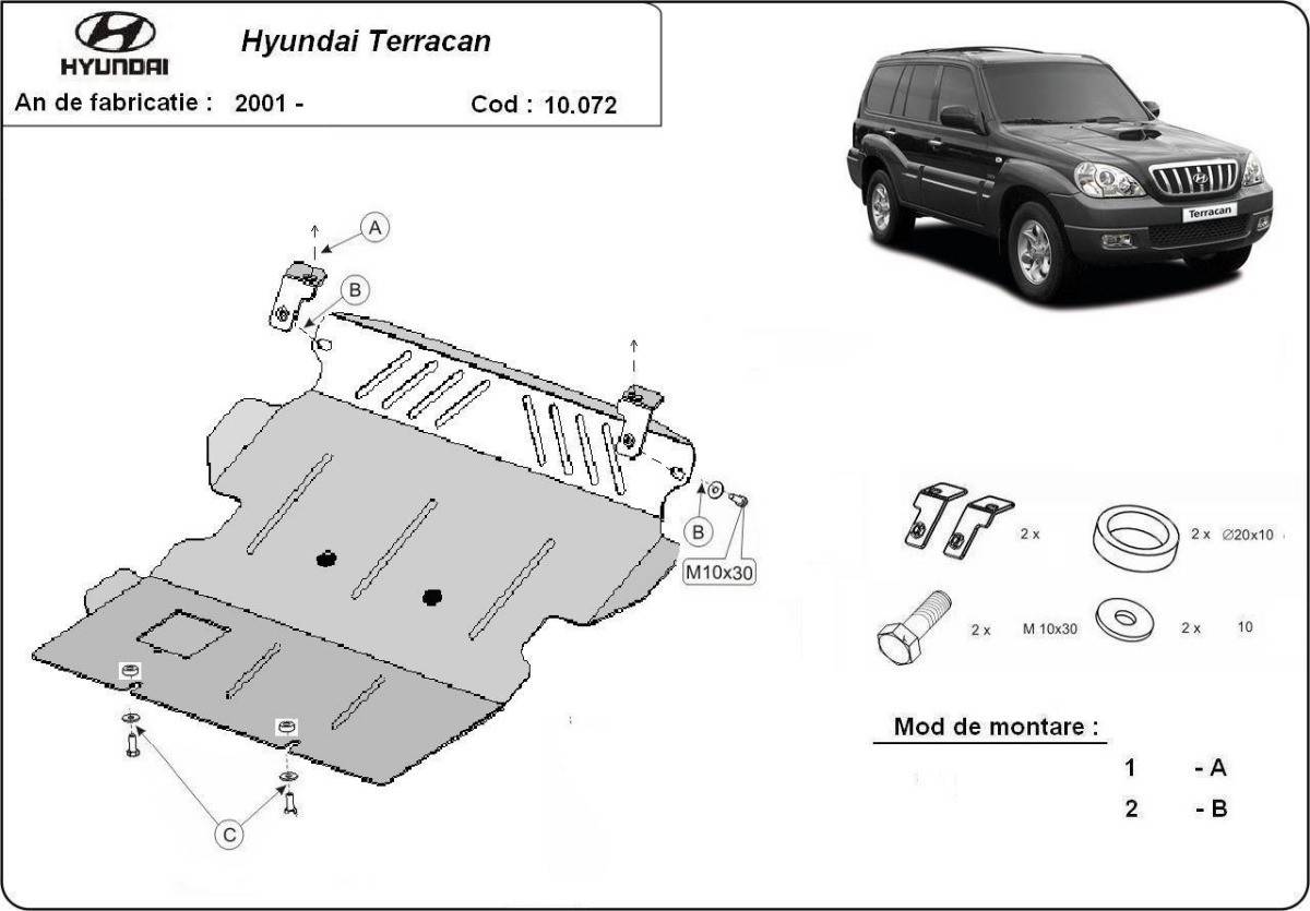 Cubre cárter metálico Hyundai Terracan (2001-2007) a medida